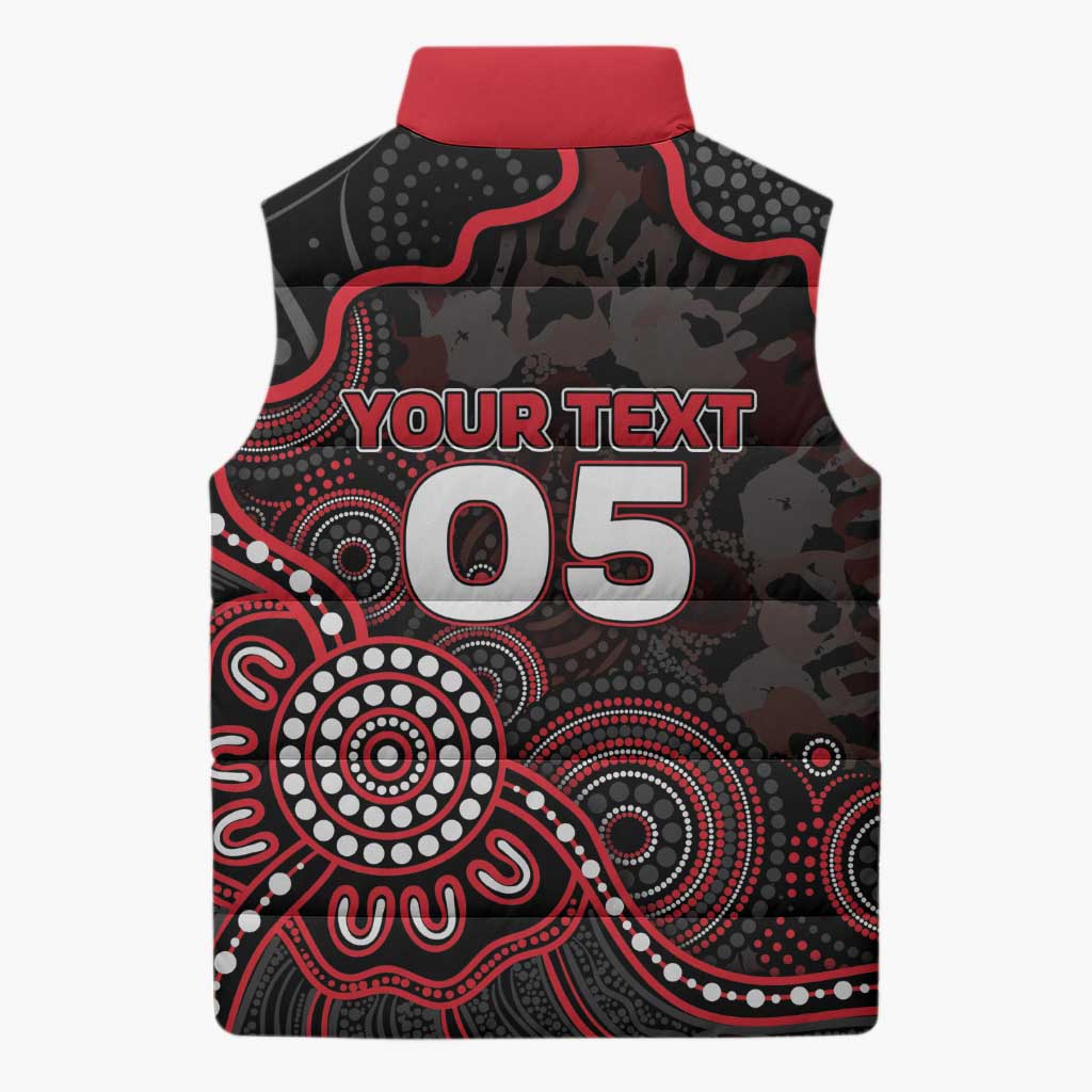 Custom Saints Football Sleeveless Puffer Jacket Aboriginal Dot Art Pattern