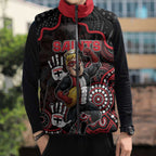 Custom Saints Football Sleeveless Puffer Jacket Aboriginal Dot Art Pattern