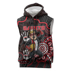 Custom Saints Football Sleeveless Zip Hoodie Aboriginal Dot Art Pattern