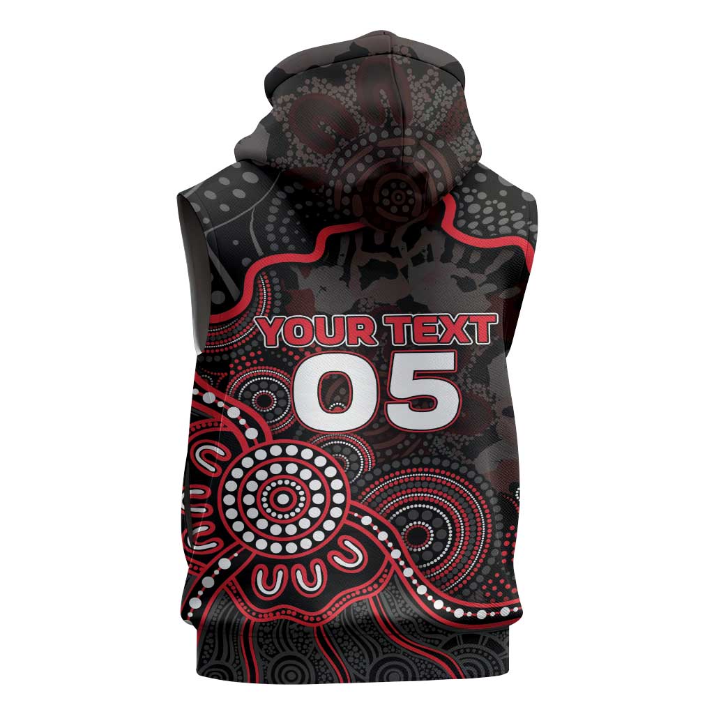 Custom Saints Football Sleeveless Zip Hoodie Aboriginal Dot Art Pattern