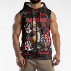 Custom Saints Football Sleeveless Zip Hoodie Aboriginal Dot Art Pattern