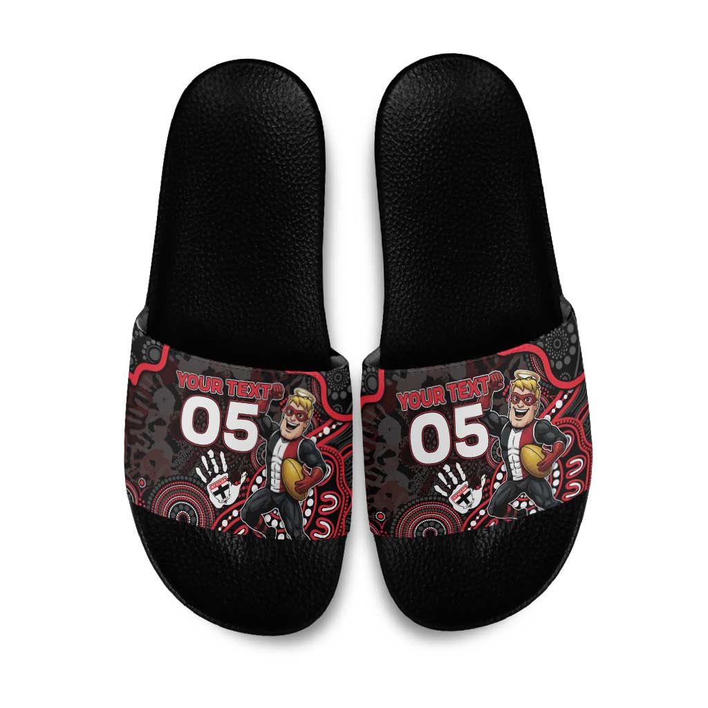 Custom Saints Football Slide Sandals Aboriginal Dot Art Pattern