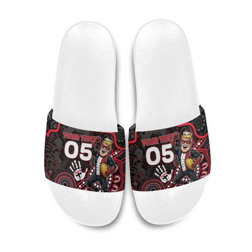 Custom Saints Football Slide Sandals Aboriginal Dot Art Pattern