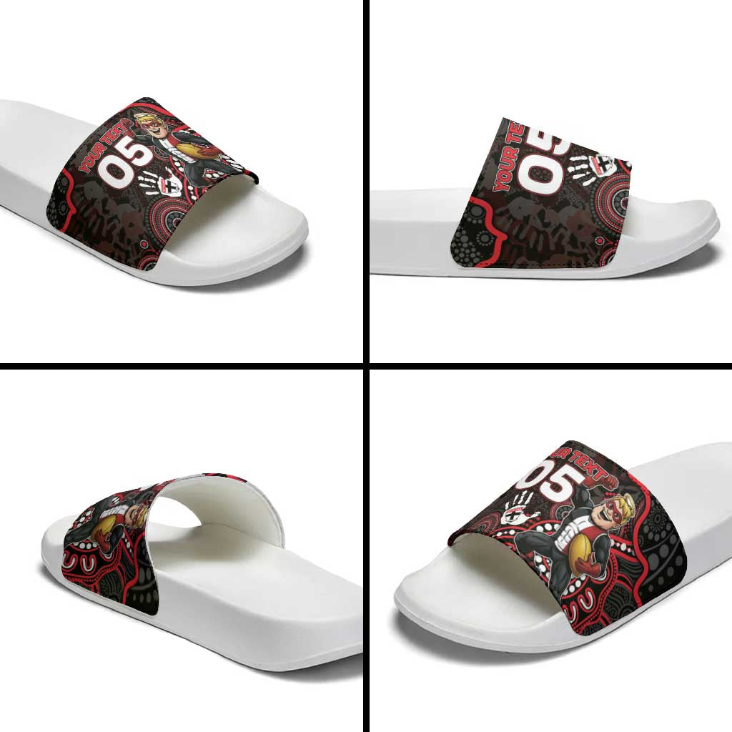 Custom Saints Football Slide Sandals Aboriginal Dot Art Pattern