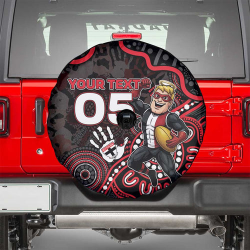 Custom Saints Football Spare Tire Cover Aboriginal Dot Art Pattern