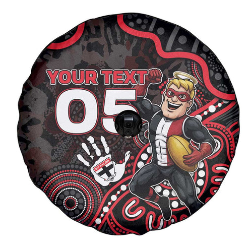 Custom Saints Football Spare Tire Cover Aboriginal Dot Art Pattern