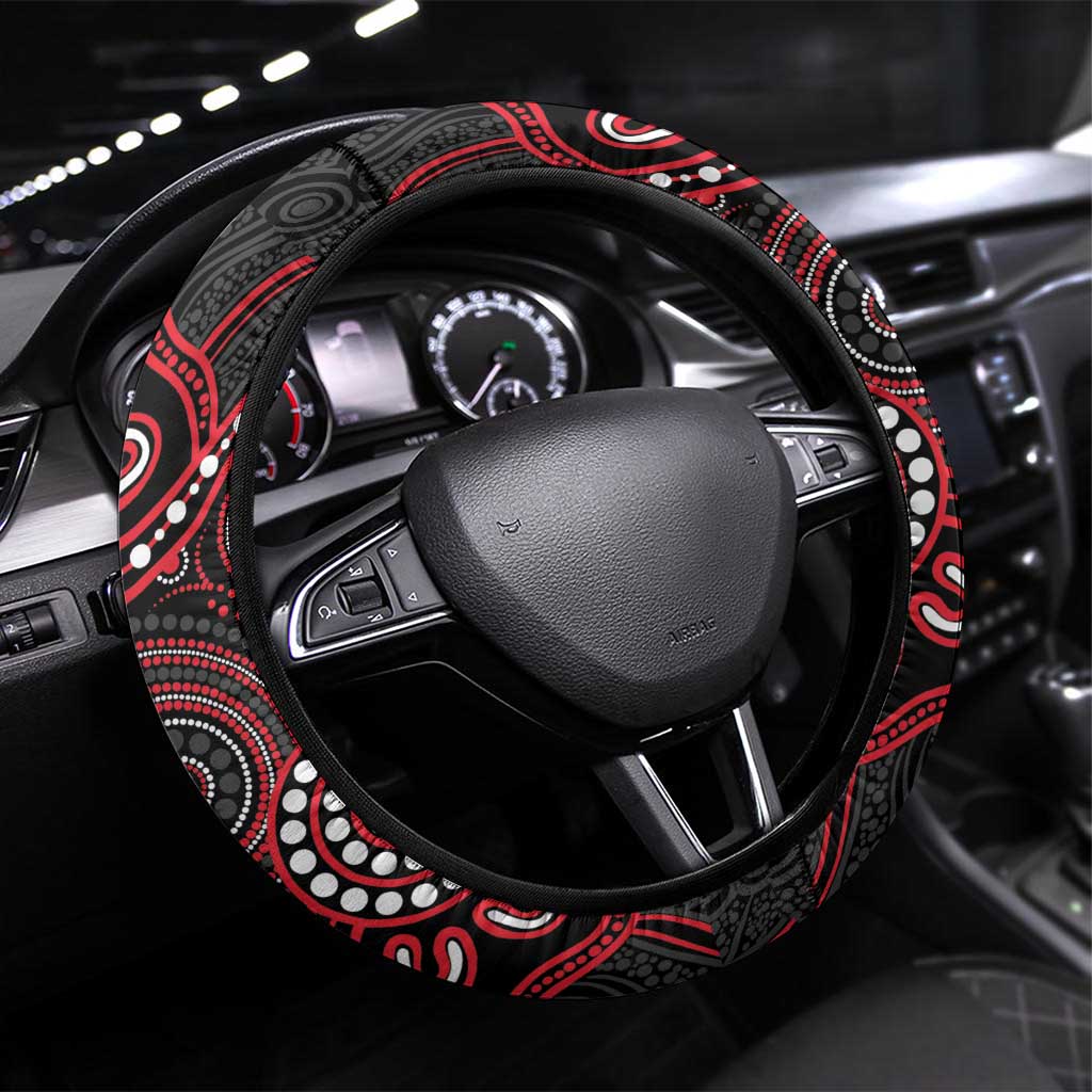 Saints Football Steering Wheel Cover Aboriginal Dot Art Pattern
