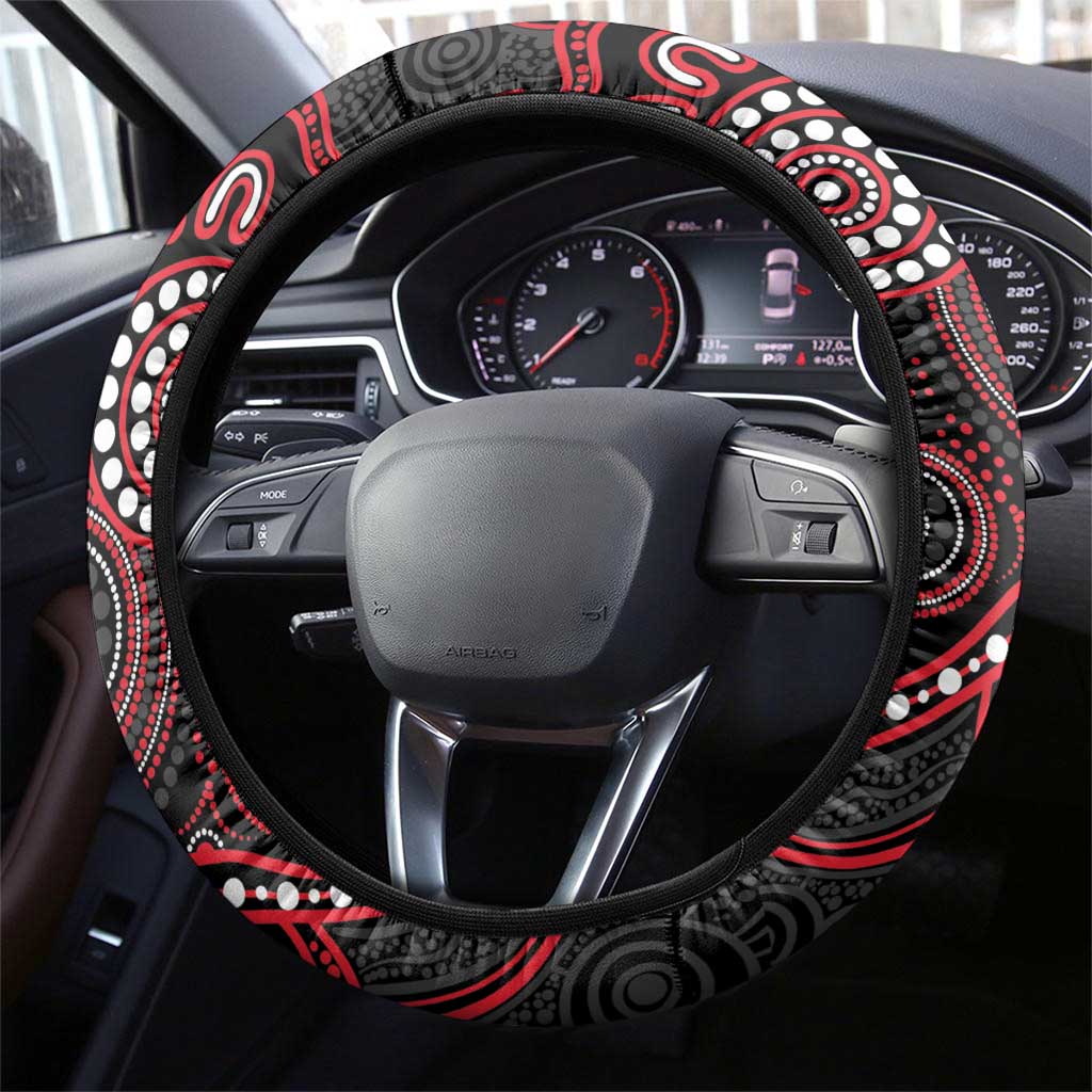 Saints Football Steering Wheel Cover Aboriginal Dot Art Pattern