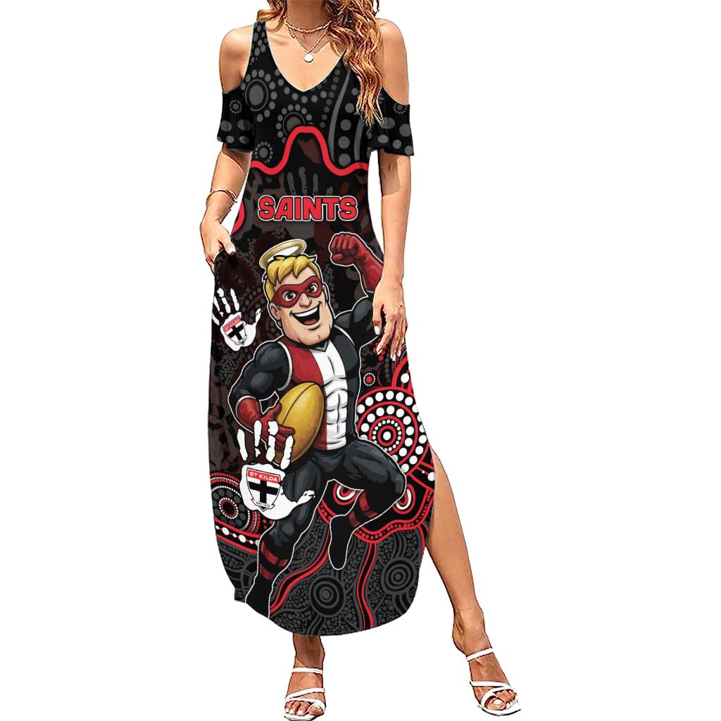 Custom Saints Football Summer Maxi Dress Aboriginal Dot Art Pattern