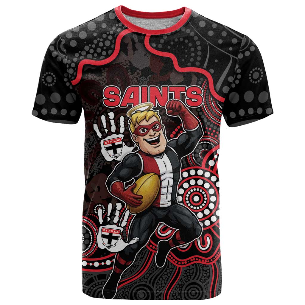 Custom Saints Football T Shirt Aboriginal Dot Art Pattern