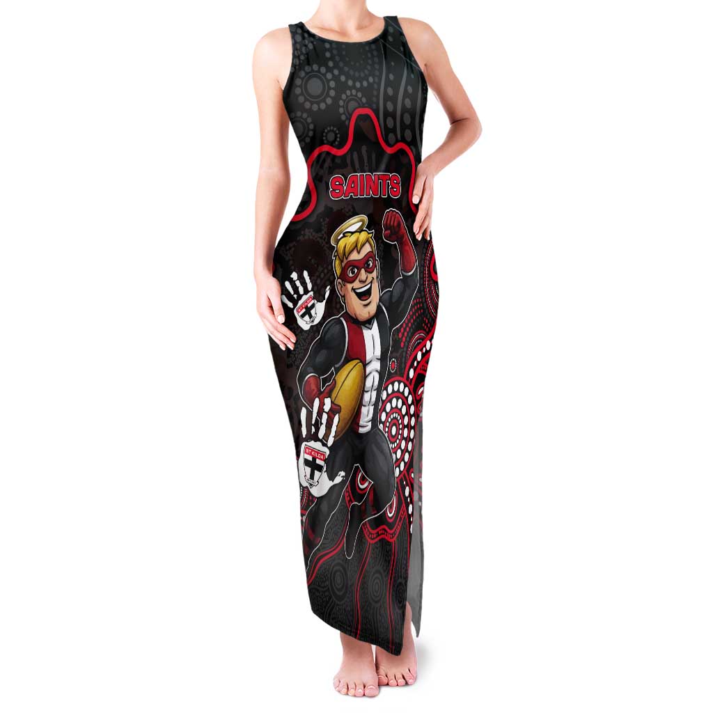 Custom Saints Football Tank Maxi Dress Aboriginal Dot Art Pattern