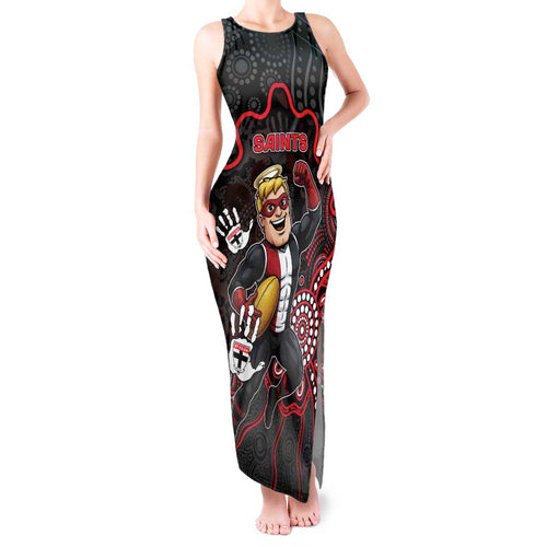 Custom Saints Football Tank Maxi Dress Aboriginal Dot Art Pattern