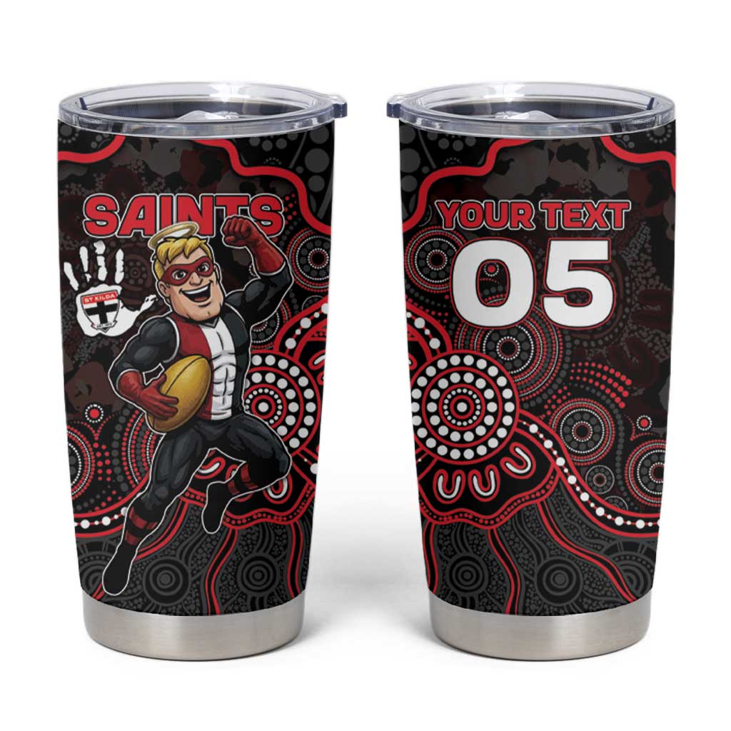 Custom Saints Football Tumbler Cup Aboriginal Dot Art Pattern