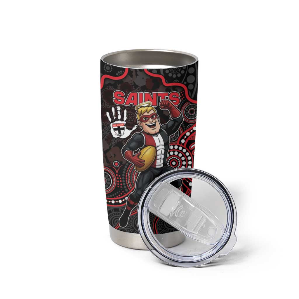 Custom Saints Football Tumbler Cup Aboriginal Dot Art Pattern
