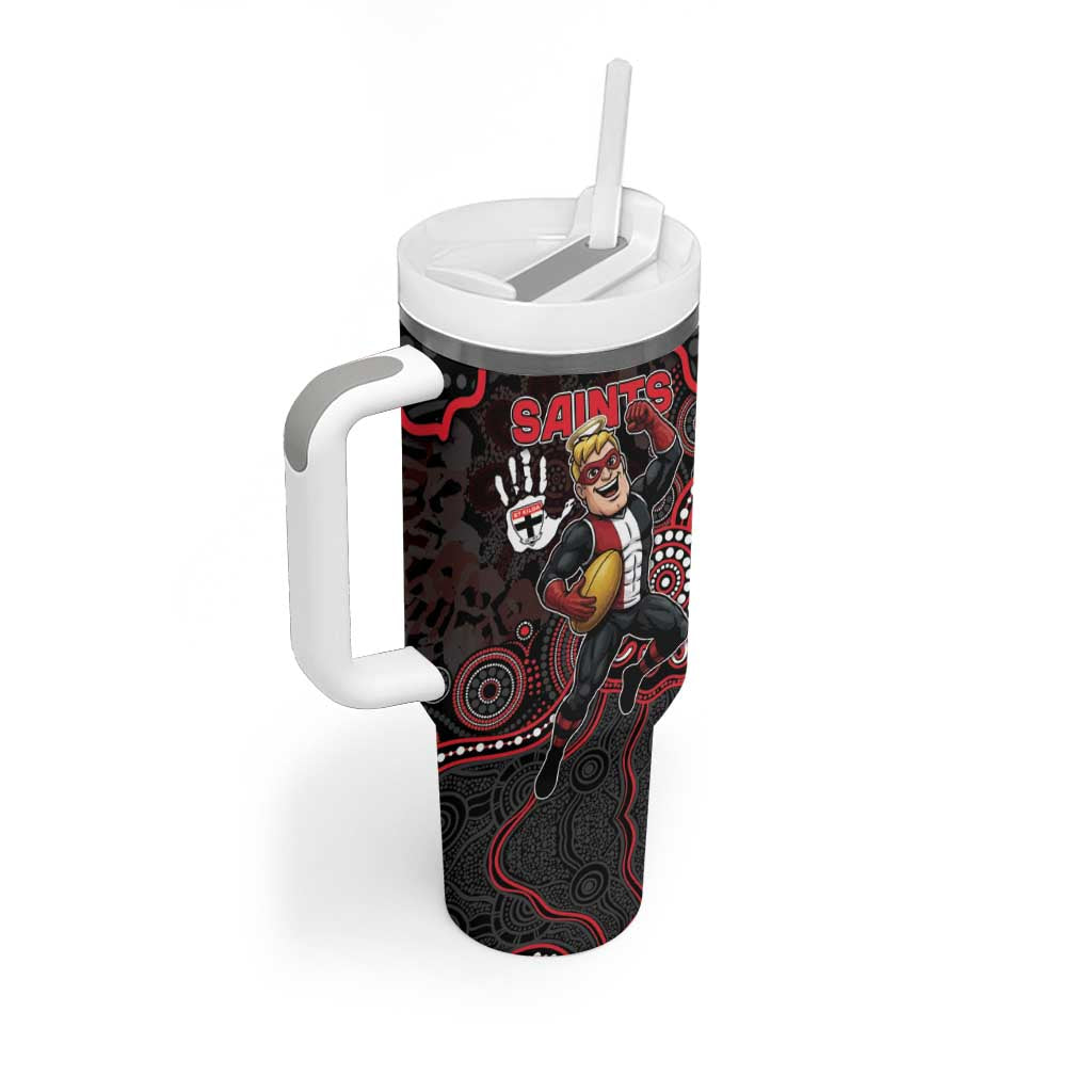 Custom Saints Football Tumbler With Handle Aboriginal Dot Art Pattern