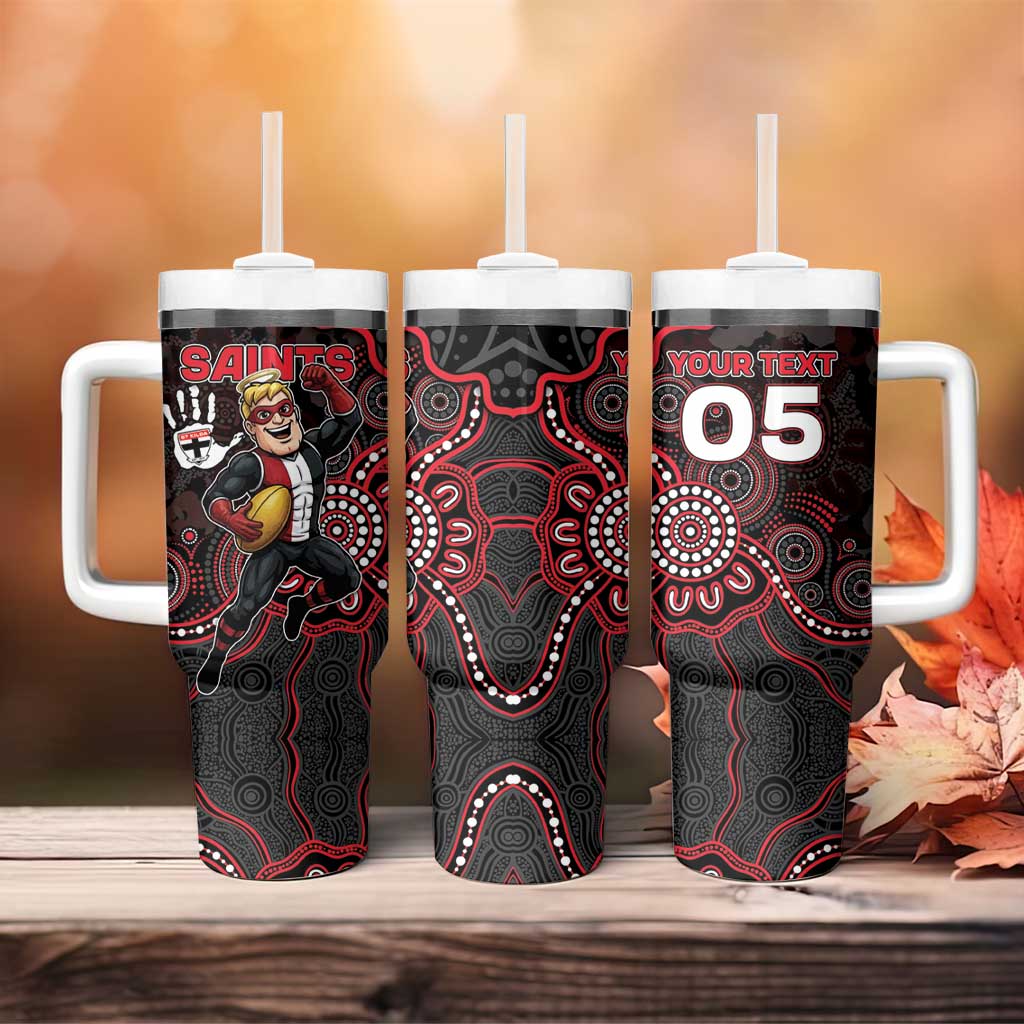 Custom Saints Football Tumbler With Handle Aboriginal Dot Art Pattern