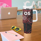 Custom Saints Football Tumbler With Handle Aboriginal Dot Art Pattern