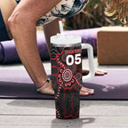 Custom Saints Football Tumbler With Handle Aboriginal Dot Art Pattern