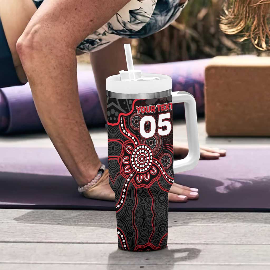 Custom Saints Football Tumbler With Handle Aboriginal Dot Art Pattern