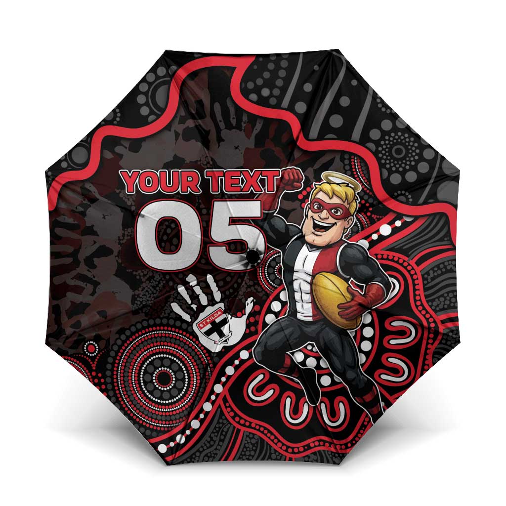 Custom Saints Football Umbrella Aboriginal Dot Art Pattern
