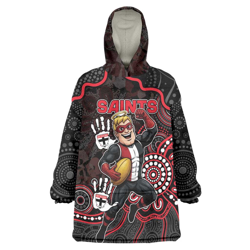 Custom Saints Football Wearable Blanket Hoodie Aboriginal Dot Art Pattern