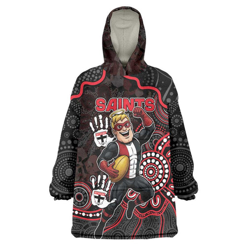 Custom Saints Football Wearable Blanket Hoodie Aboriginal Dot Art Pattern