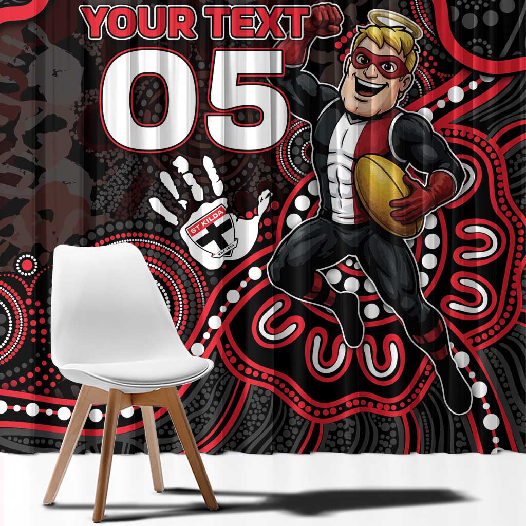 Custom Saints Football Window Curtain Aboriginal Dot Art Pattern