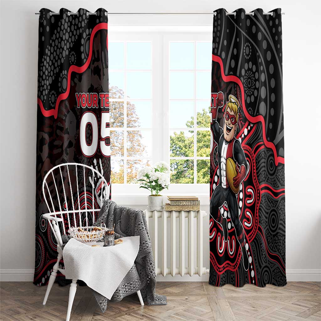 Custom Saints Football Window Curtain Aboriginal Dot Art Pattern