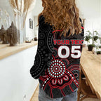 Custom Saints Football Women Casual Shirt Aboriginal Dot Art Pattern