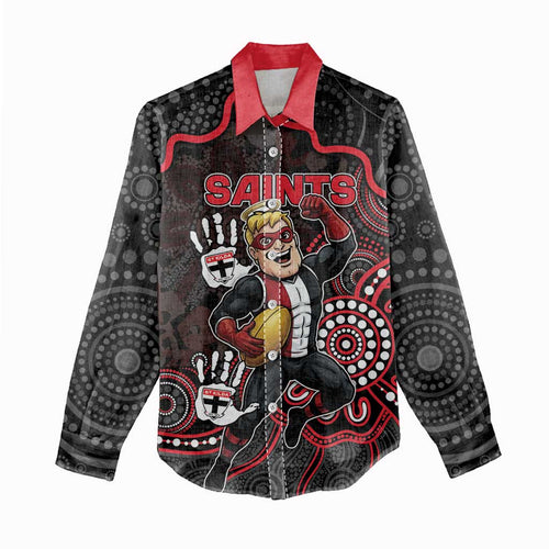 Custom Saints Football Women Casual Shirt Aboriginal Dot Art Pattern