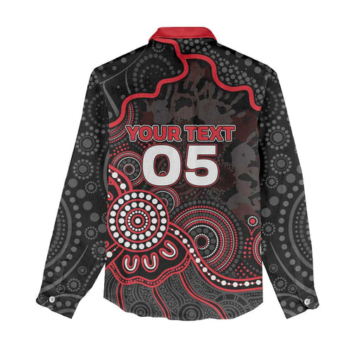 Custom Saints Football Women Casual Shirt Aboriginal Dot Art Pattern