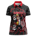 Custom Saints Football Women Polo Shirt Aboriginal Dot Art Pattern