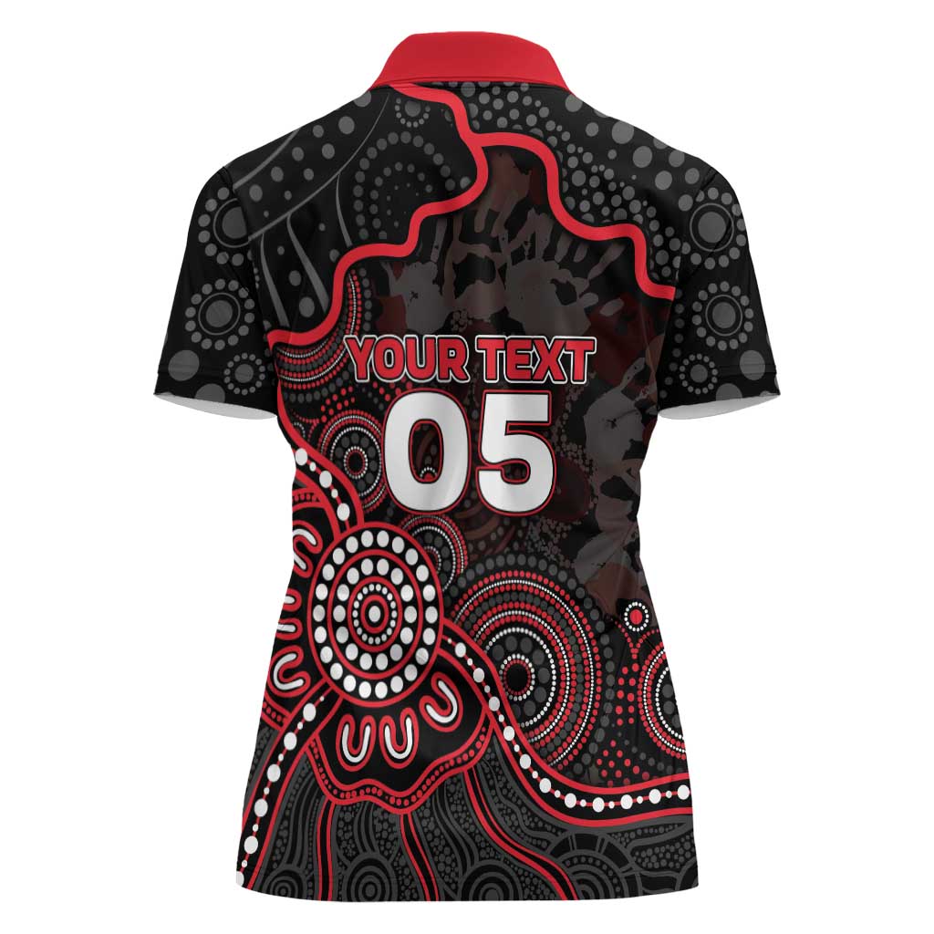 Custom Saints Football Women Polo Shirt Aboriginal Dot Art Pattern