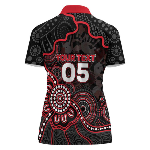 Custom Saints Football Women Polo Shirt Aboriginal Dot Art Pattern