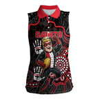 Custom Saints Football Women Sleeveless Polo Shirt Aboriginal Dot Art Pattern