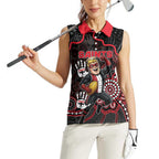 Custom Saints Football Women Sleeveless Polo Shirt Aboriginal Dot Art Pattern