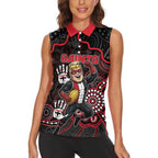Custom Saints Football Women Sleeveless Polo Shirt Aboriginal Dot Art Pattern