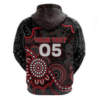 Custom Saints Football Zip Hoodie Aboriginal Dot Art Pattern