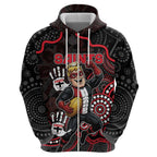 Custom Saints Football Zip Hoodie Aboriginal Dot Art Pattern