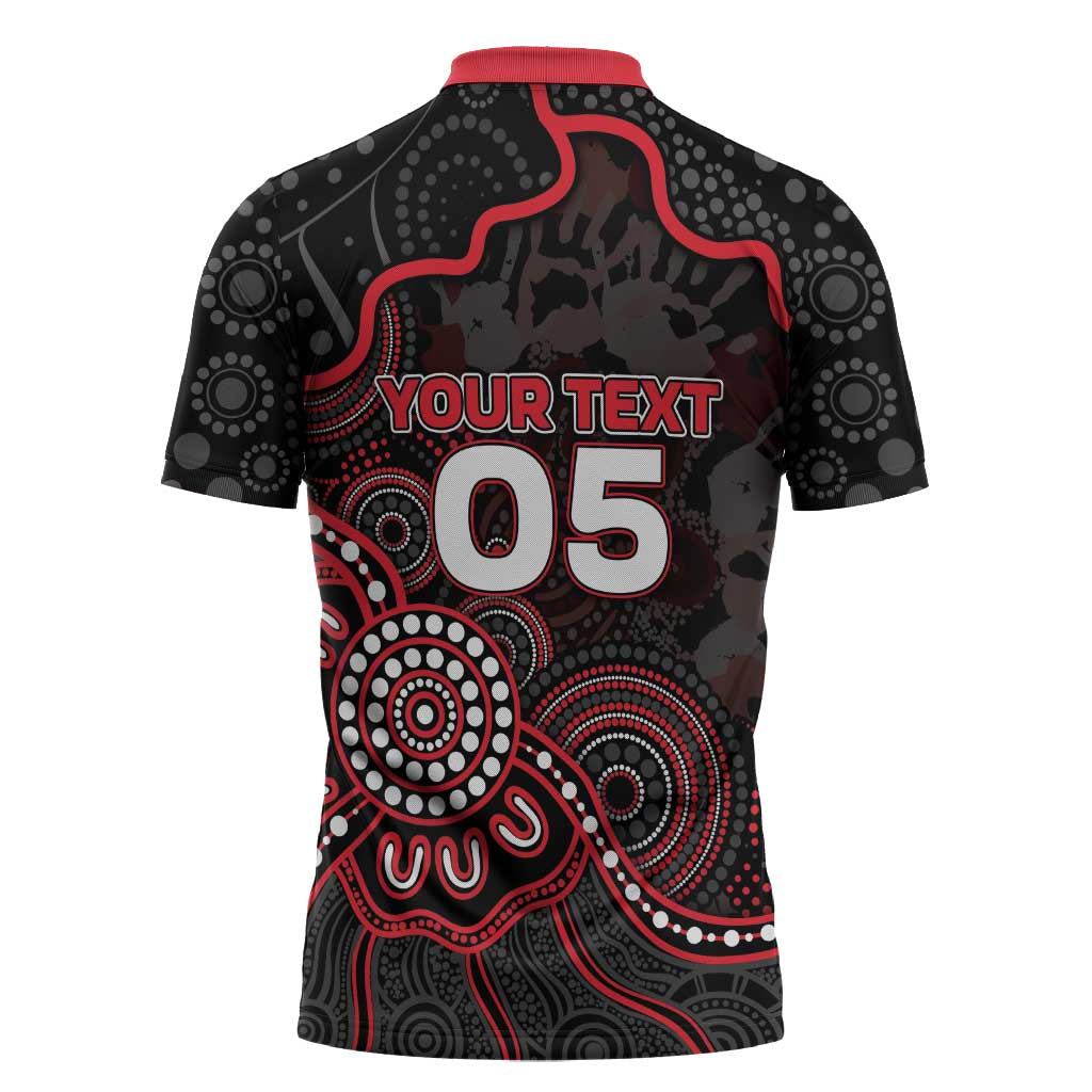 Custom Saints Football Zipper Polo Shirt Aboriginal Dot Art Pattern
