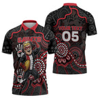 Custom Saints Football Zipper Polo Shirt Aboriginal Dot Art Pattern