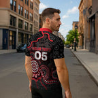Custom Saints Football Zipper Polo Shirt Aboriginal Dot Art Pattern