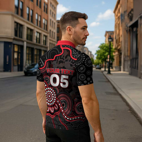 Custom Saints Football Zipper Polo Shirt Aboriginal Dot Art Pattern