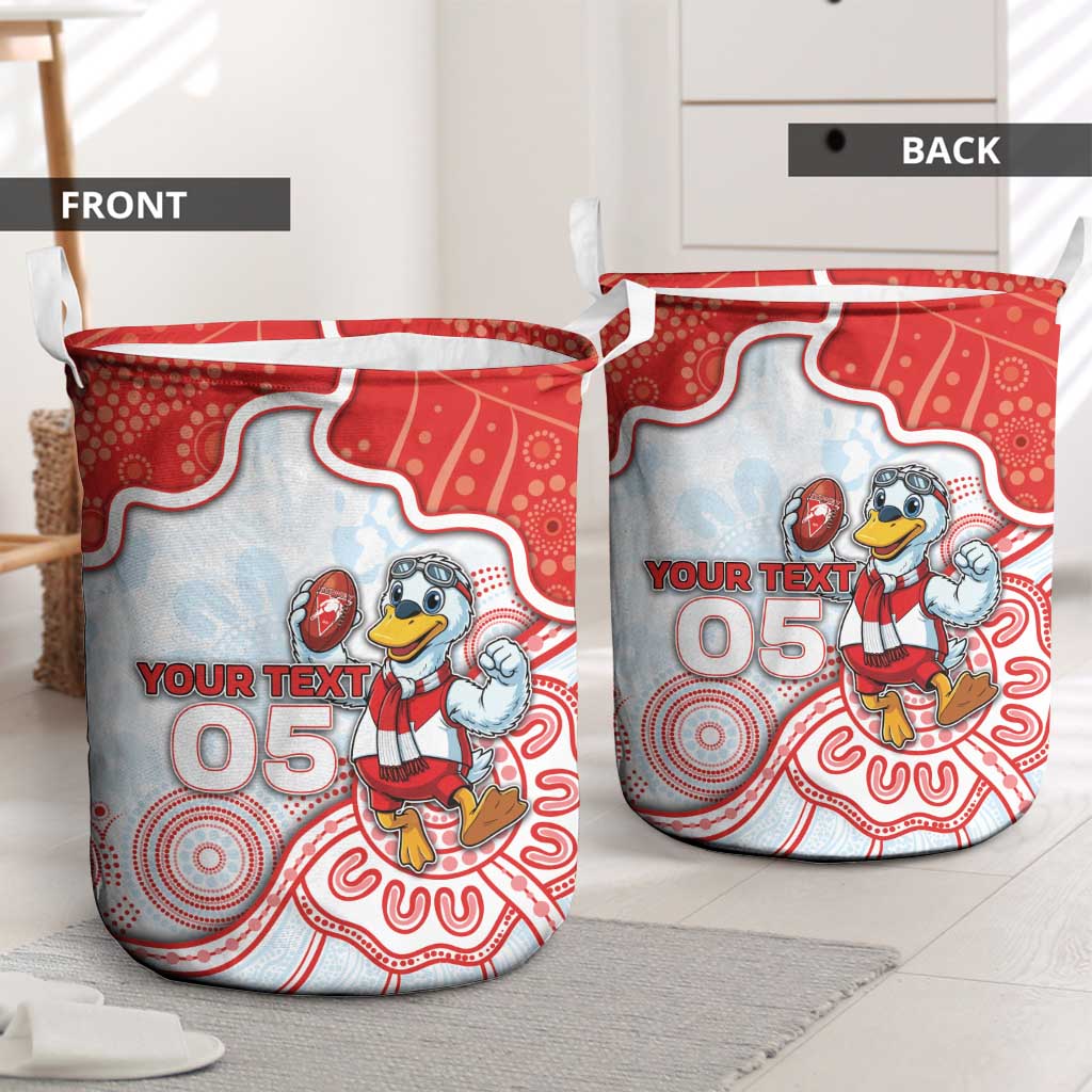 Custom Swans Football Laundry Basket Aboriginal Dot Art Pattern