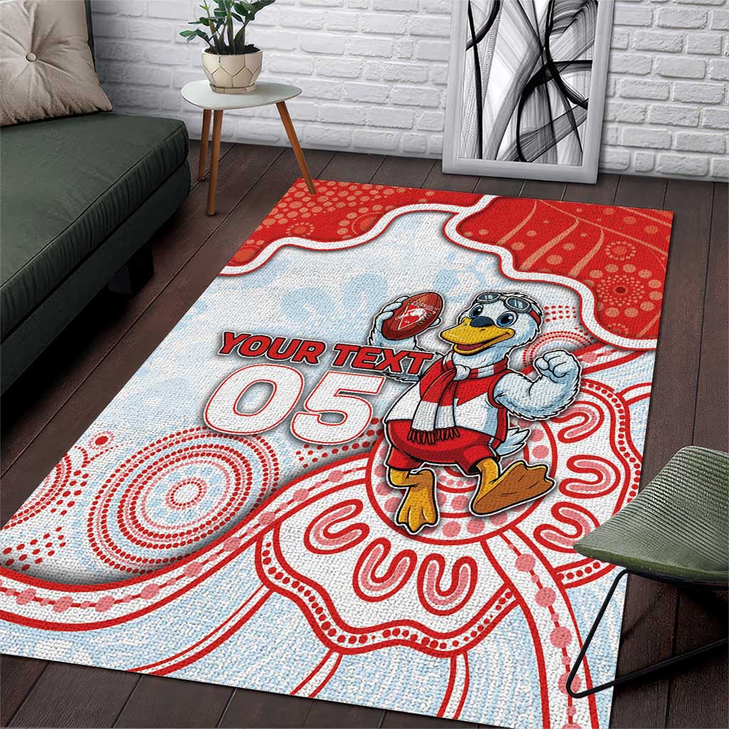 Custom Swans Football Area Rug Aboriginal Dot Art Pattern