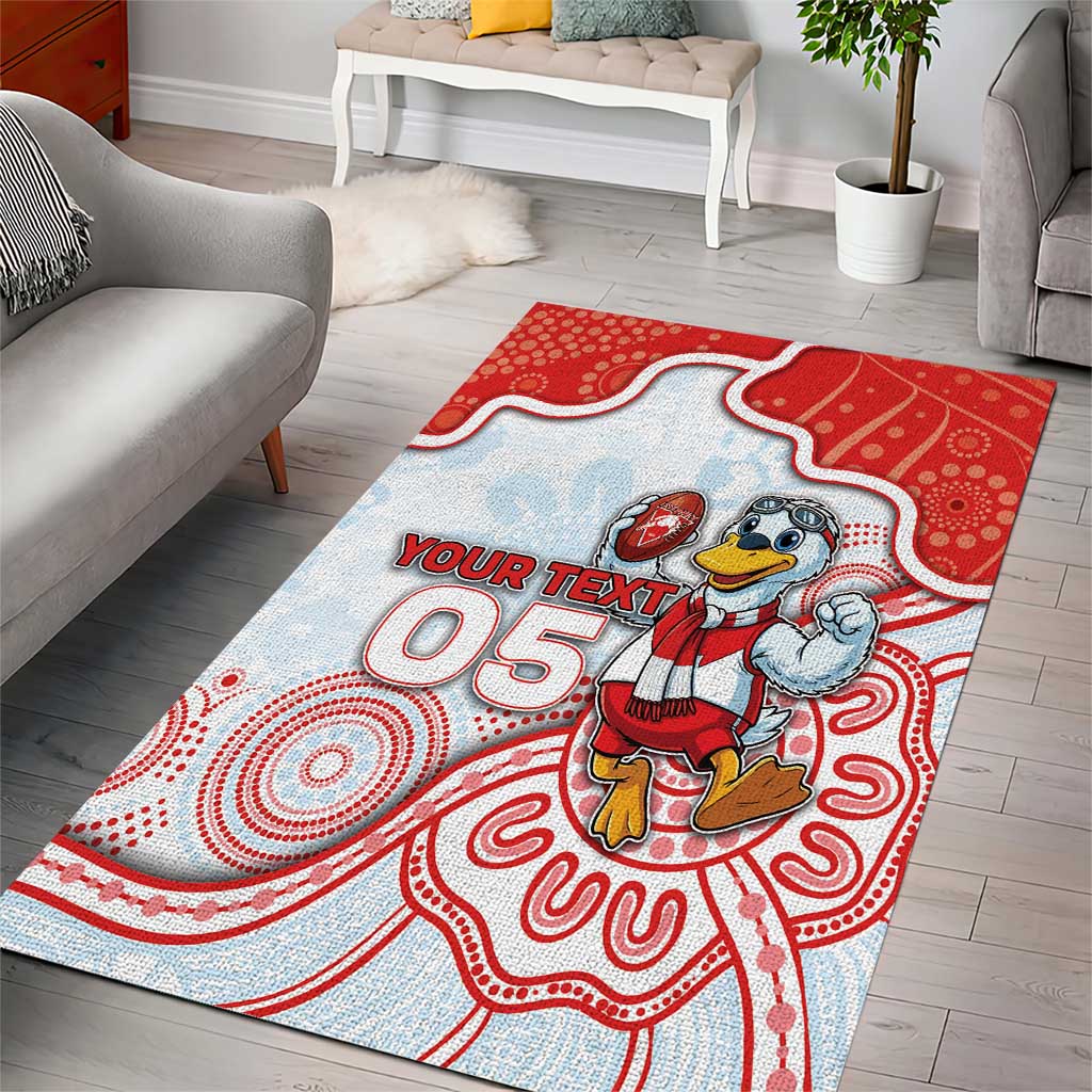 Custom Swans Football Area Rug Aboriginal Dot Art Pattern