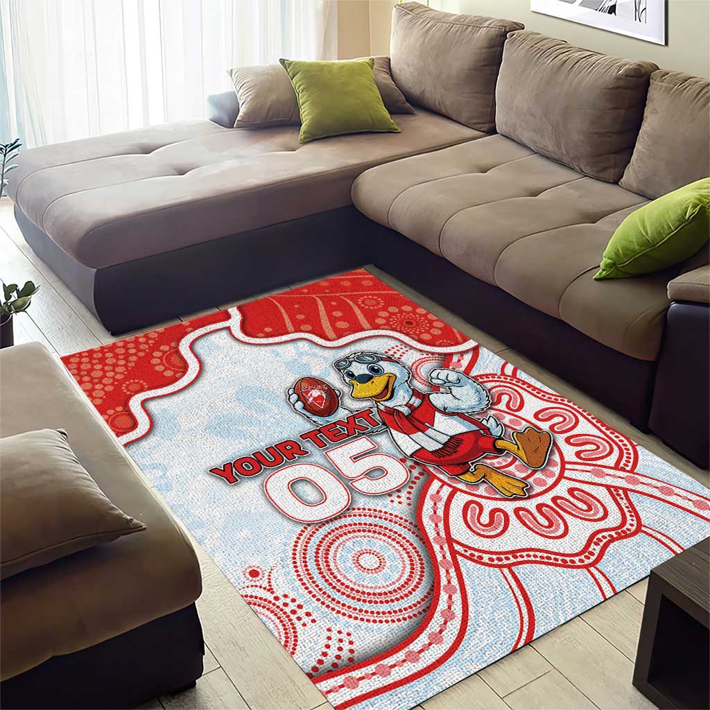 Custom Swans Football Area Rug Aboriginal Dot Art Pattern