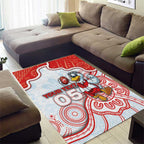 Custom Swans Football Area Rug Aboriginal Dot Art Pattern