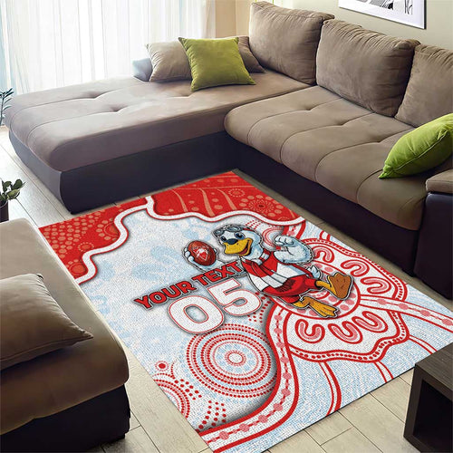 Custom Swans Football Area Rug Aboriginal Dot Art Pattern