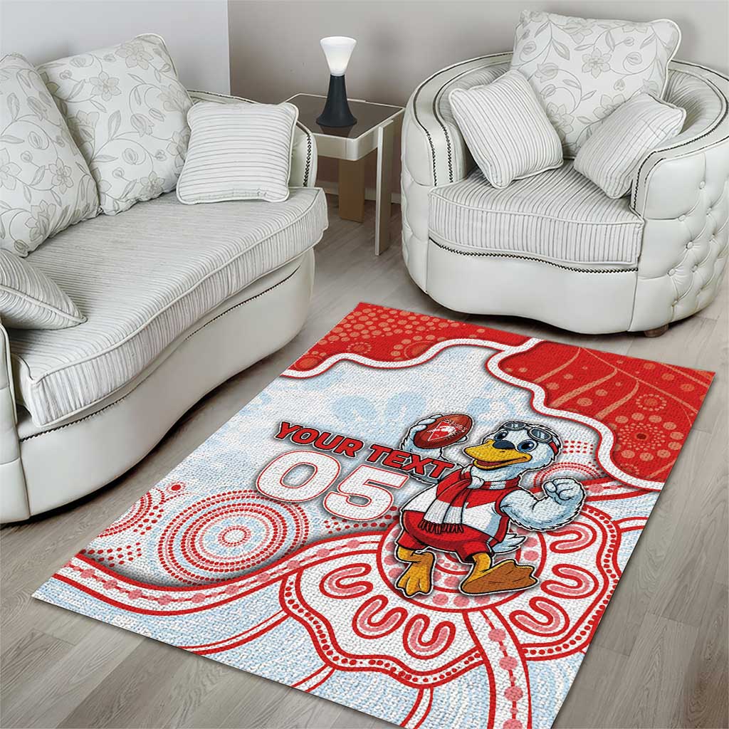Custom Swans Football Area Rug Aboriginal Dot Art Pattern